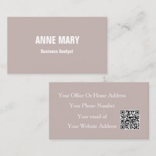Business Analyst Beige Terrakotta Elegantes QR-Cod Visitenkarte