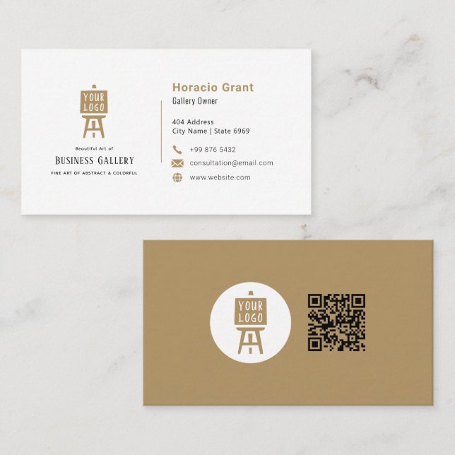 Business Art Gallery | Modernes Minimalistisch Visitenkarte (Vorne/Hinten)