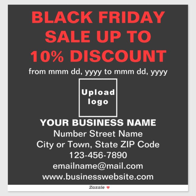 Business Black Friday Sale auf dem Schwarzen Vinyl Aufkleber (Blatt)