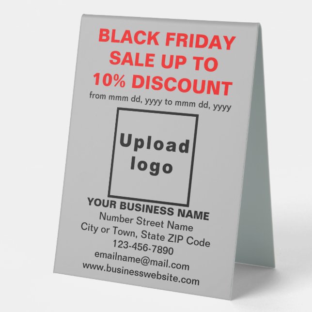 Business Black Friday Sale auf Grau Table Sign Tischaufsteller (Vorderseite)