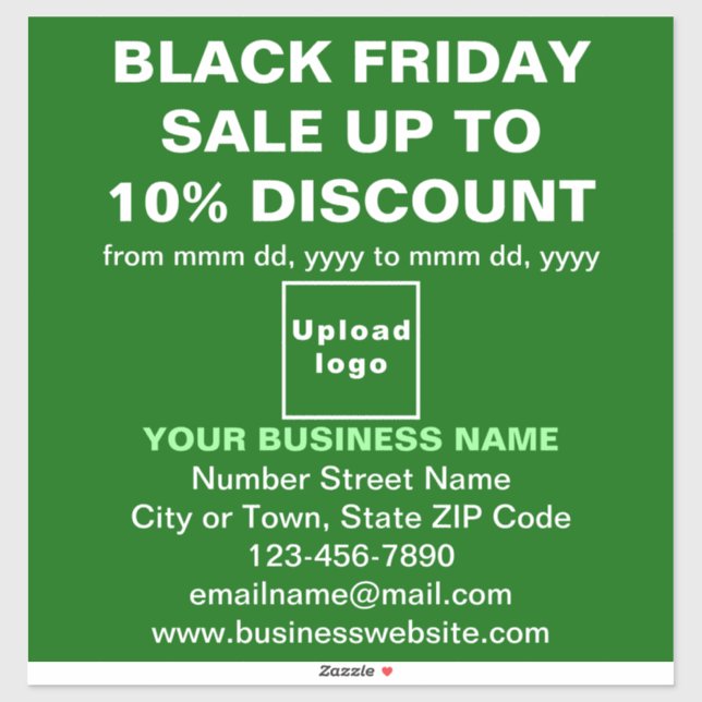 Business Black Friday Sale auf Green Vinyl Sticker (Blatt)