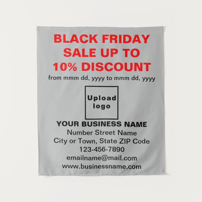 Business Black Friday Sale on Gray Tapestry Wandteppich (Vorderseite)