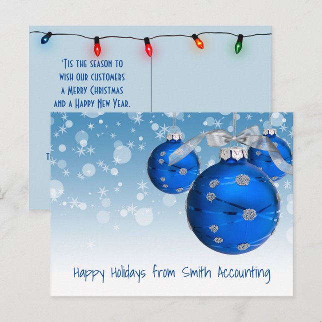 Business Blue Weihnachtsschmuck Feiertagspostkarte (Vorne/Hinten)
