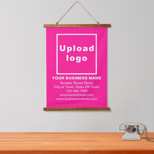 Business Brand on Pink Hanging Tapestry Wandteppich Mit Holzrahmen (Von Creator hochgeladen)