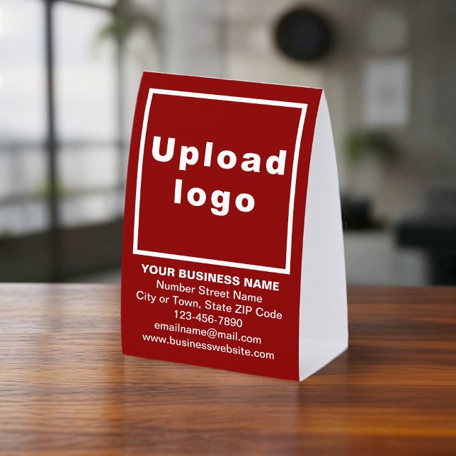 Business Brand on Red Tent Style Table Sign Tischaufsteller (Red paper table sign tent style with your business brand)