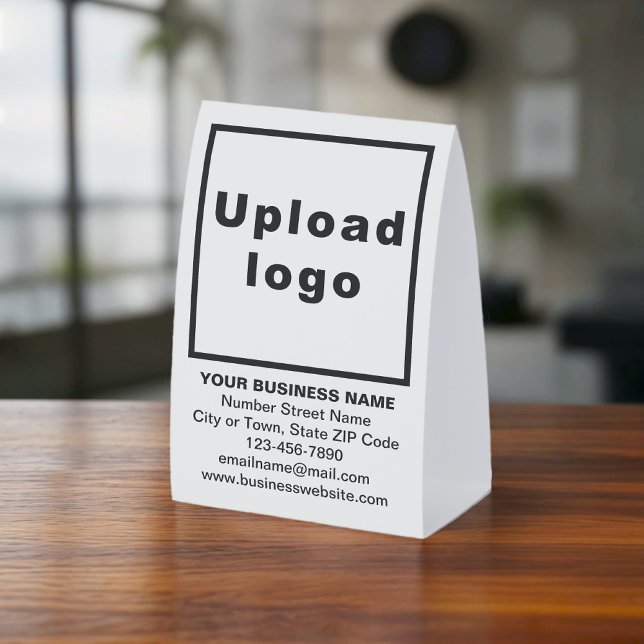 Business Brand on White Tent Style Table Sign Tischaufsteller (White paper table sign tent style with your business brand)