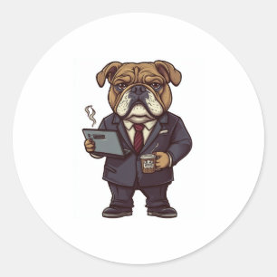 Business Bulldog - Funny Office Dog Runder Aufkleber