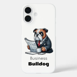 "Business Bulldog – Lustiger Hund im Anzug" iPhone 16 Hülle
