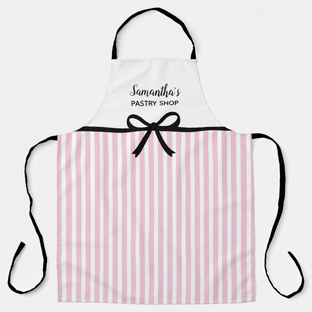 Business Candy Pink Streifen Bäckerei Küche Salon Schürze (Vorderseite)