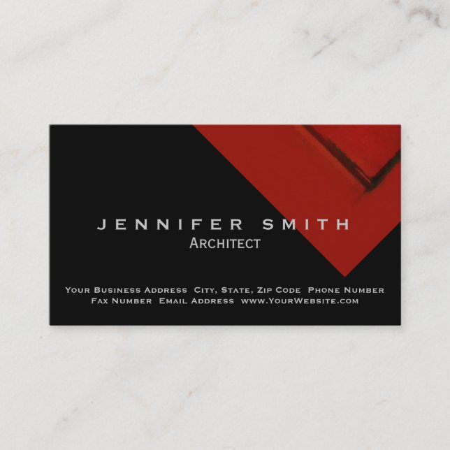 Business Card Black Red Architect Visitenkarte (Vorderseite)