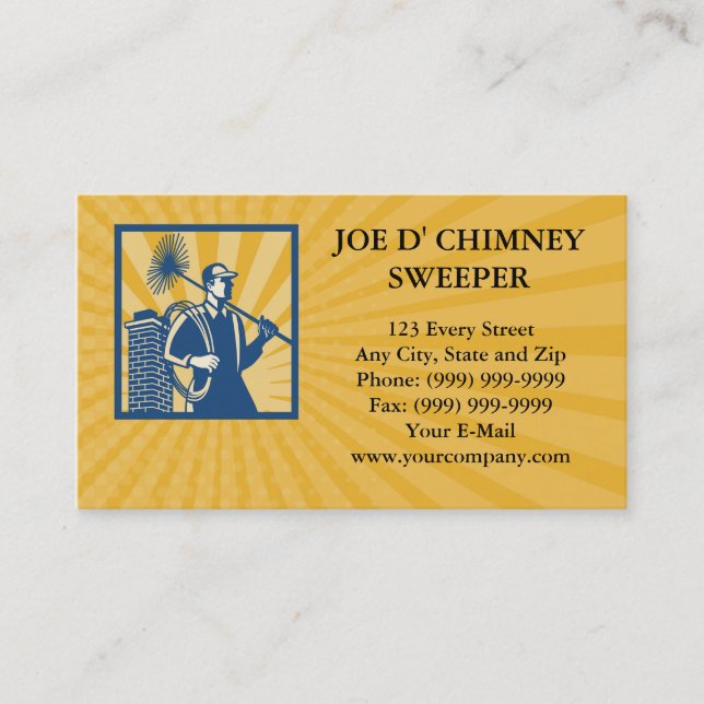 Business card Chimney Sweeper Cleaner Worker Retro Visitenkarte (Vorderseite)