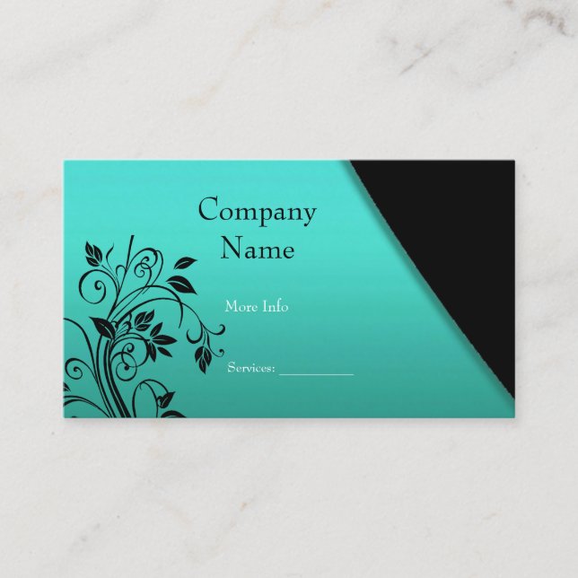 Business Card Company Elegante Aquamarine Schwarze Visitenkarte (Vorderseite)