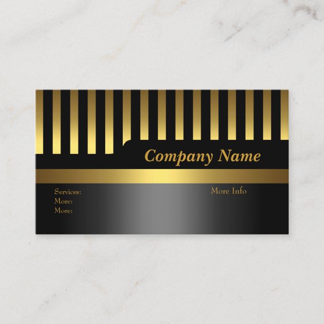 Business Card Company Stripe Black Gold Visitenkarte (Vorderseite)