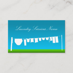 Business Card cool Blue and Green Wäsche Services Visitenkarte