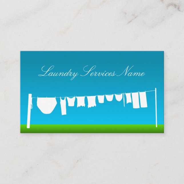 Business Card cool Blue and Green Wäsche Services Visitenkarte (Vorderseite)