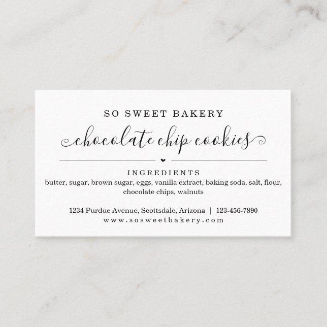 Business Card der Bäckerei, hausgemachte Backwaren Visitenkarte (Vorderseite)