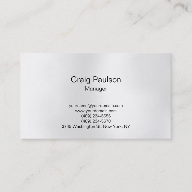 Business Card des schlichten Grau White Lights Man Visitenkarte (Vorderseite)