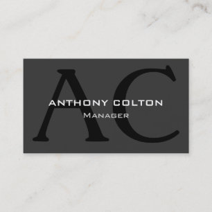 Business Card des White Gray Black Monogram Manage Visitenkarte