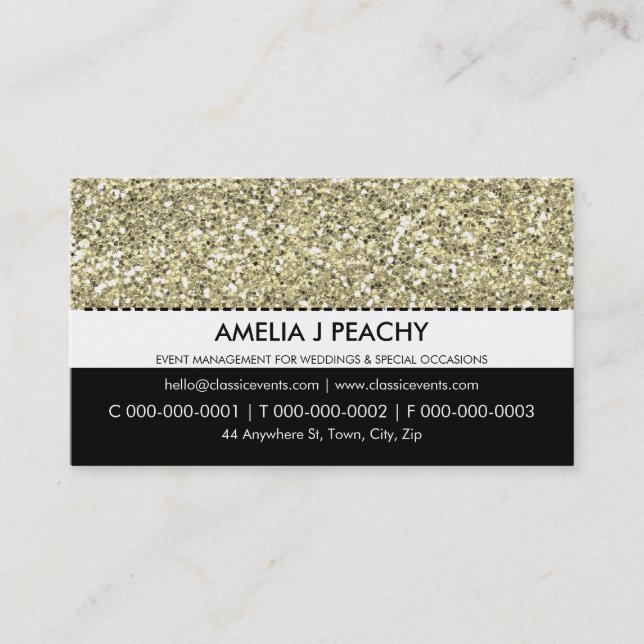 BUSINESS CARD :: Einfache trendige Goldwirkung Gli Visitenkarte (Vorderseite)