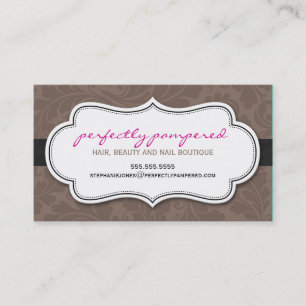 BUSINESS CARD elegant geblüht Schokolade pink schw Visitenkarte