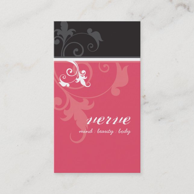 BUSINESS CARD elegante verve foliage schwarze Kora Visitenkarte (Vorderseite)