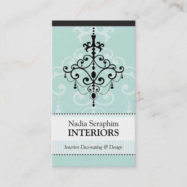 BUSINESS CARD eleganter Kronleuchter schwarz, blas Visitenkarte (Vorderseite)