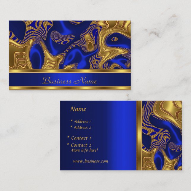 Business Card Elegantes Exotic Blue Gold Abstrakt  Visitenkarte (Vorne/Hinten)