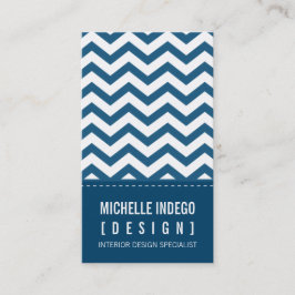 BUSINESS CARD fett angesagte Zickzack Streifen bla Visitenkarte