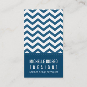 BUSINESS CARD fett angesagte Zickzack Streifen bla Visitenkarte