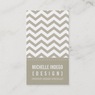 BUSINESS CARD fett trendig Zickzack Streifen taupe Visitenkarte