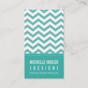 BUSINESS CARD fett-trendige Zickzack Streifen Jade Visitenkarte