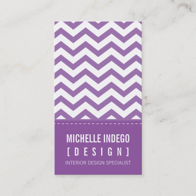 BUSINESS CARD fett-trendige Zickzack Streifen lila Visitenkarte (Vorderseite)
