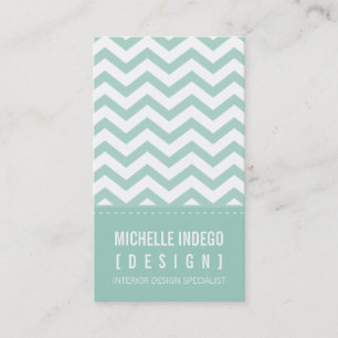 BUSINESS CARD fett-trendige Zickzack Streifen Minz Visitenkarte