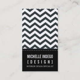 BUSINESS CARD fett-trendige Zickzack Streifen schw Visitenkarte