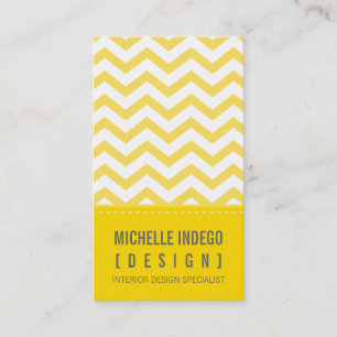 BUSINESS CARD fett-trendy Zickzack Streifen gelb Visitenkarte