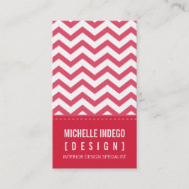 BUSINESS CARD fett-trendy Zickzack Streifen rot Visitenkarte