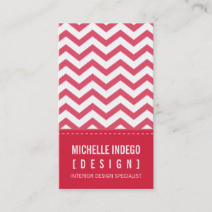 BUSINESS CARD fett-trendy Zickzack Streifen rot Visitenkarte