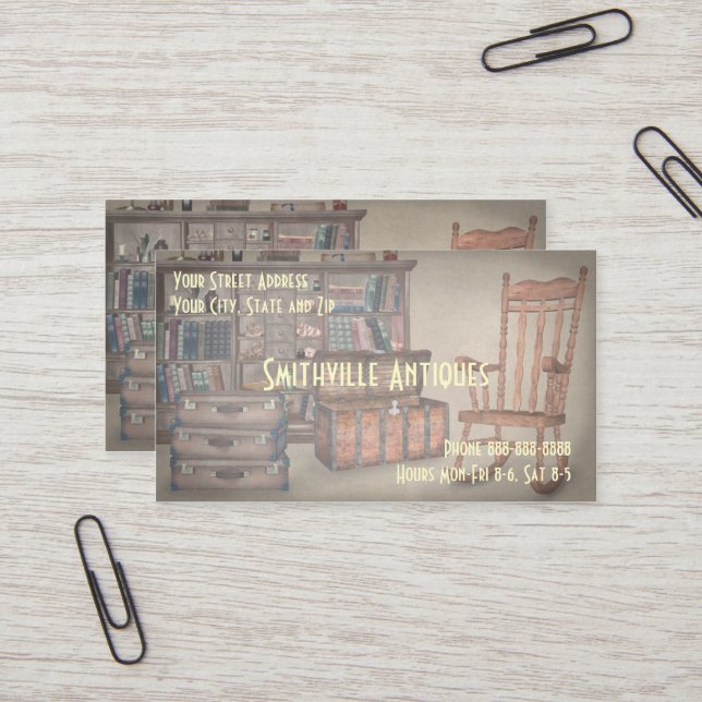 Business Card für antike Möbel Store Visitenkarte (Vorderseite/Rückseite Beispiel)
