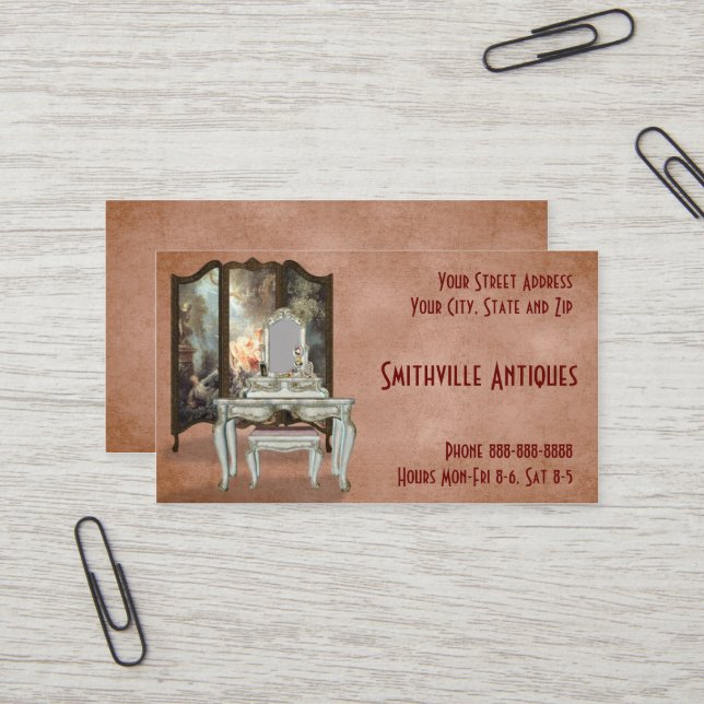 Business Card für antike Möbel Store Visitenkarte (Vorderseite/Rückseite Beispiel)