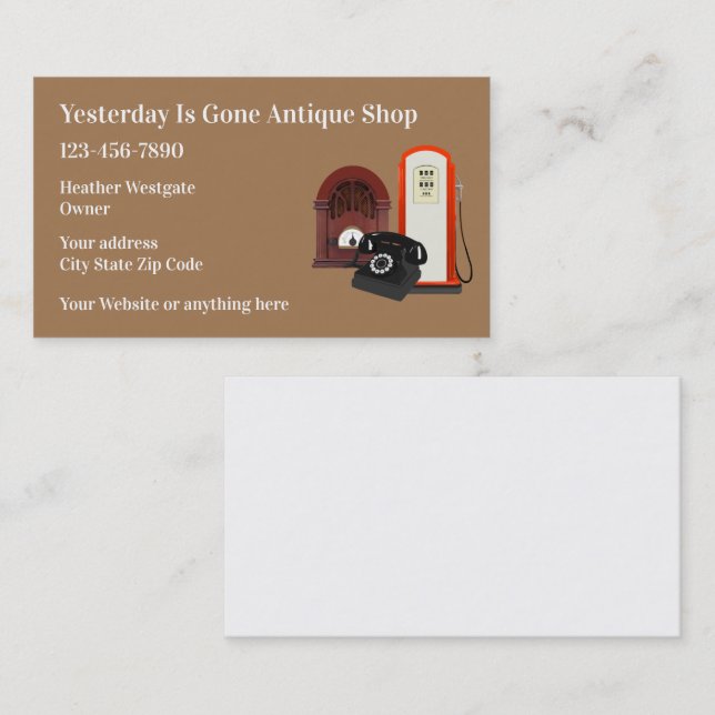 Business Card für Antiquitäten und Sammlerstücke Visitenkarte (Vorne/Hinten)
