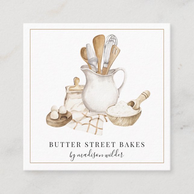 Business Card für Bäckereiwerkzeuge Quadratische Visitenkarte (Vorderseite)