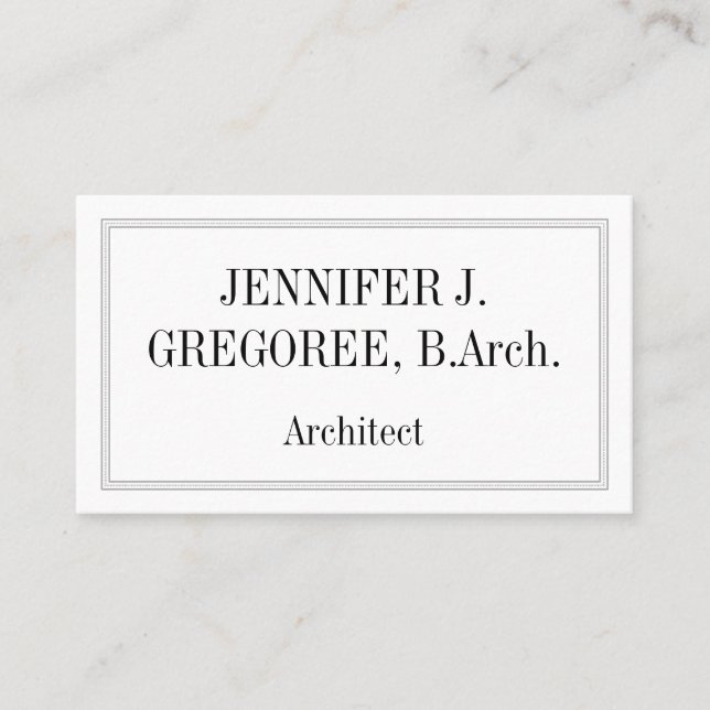 Business Card für berufliche und einfache Architek Visitenkarte (Vorderseite)