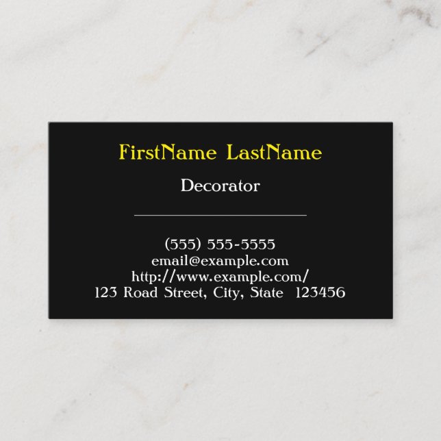 Business Card für berufliche und Low-Key-Dekorator Visitenkarte (Vorderseite)