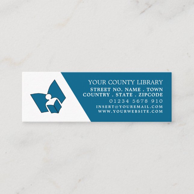 Business Card für das Blue Library Lesezeichen Mini Visitenkarte (Vorderseite)