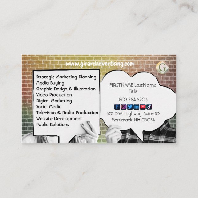Business Card für das Social Media-Marketing Visitenkarte (Rückseite)