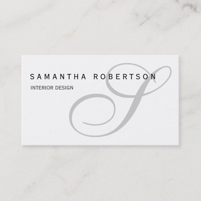 Business Card für den Designer für weißes Mongram Visitenkarte (Vorderseite)