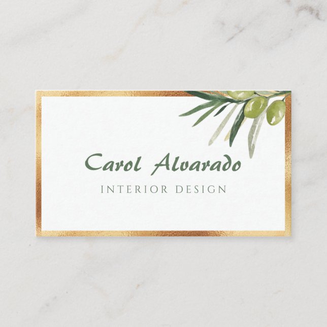 Business Card für den Golden Frame Olive Branch Visitenkarte (Vorderseite)