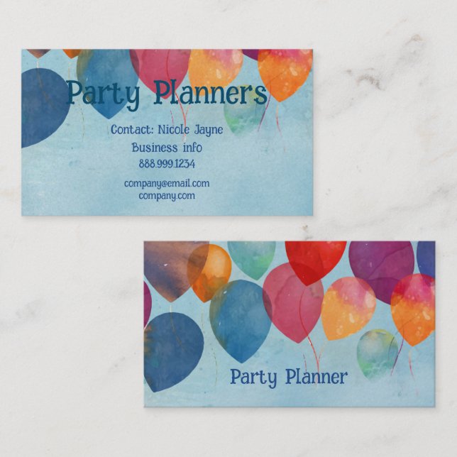 Business Card für Fun Balloon Party- oder Veransta Visitenkarte (Vorne/Hinten)