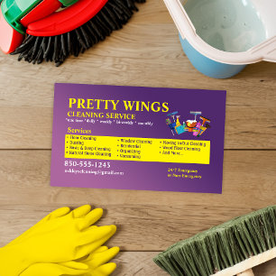Business Card für lila und gelbe Reinigung Visitenkarte