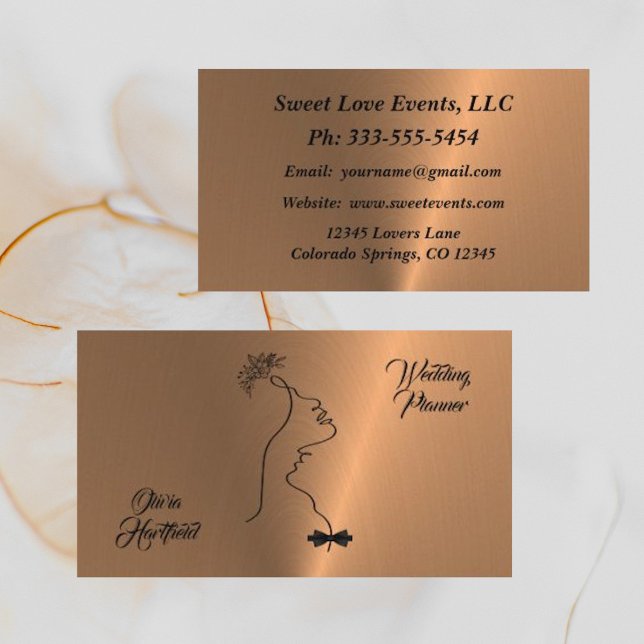 Business Card für Minimalistische Kupferverheiratu Visitenkarte (Von Creator hochgeladen)
